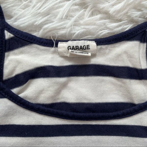 GARAGE | Navy Blue & White Striped Halter Tank Top Size XS - Picture 3 of 4